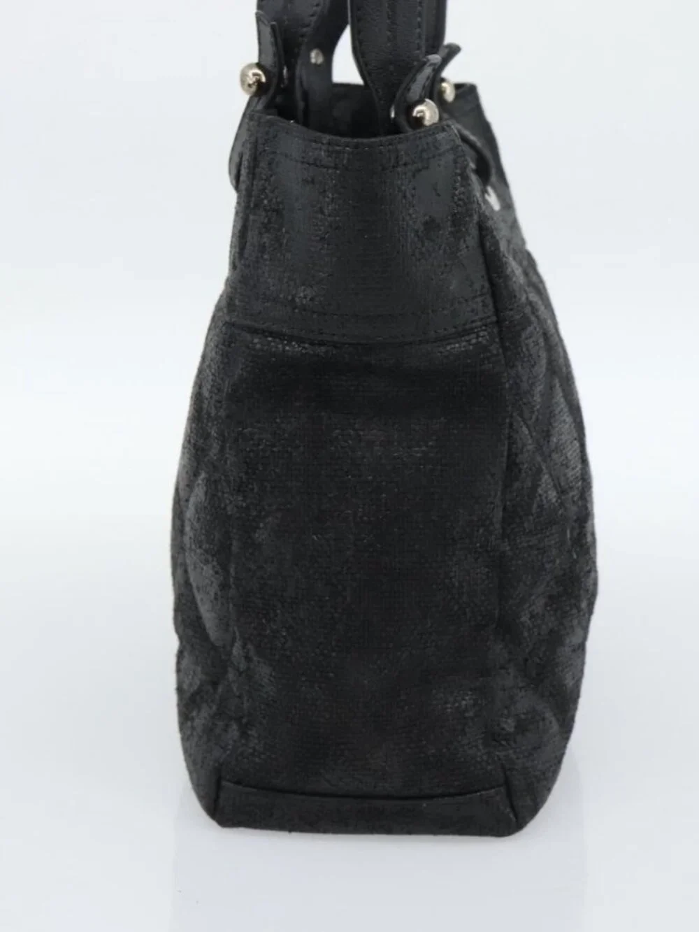 CHANEL Matelasse Tote Bag Coated Canvas Black Gold CC Auth bs35544